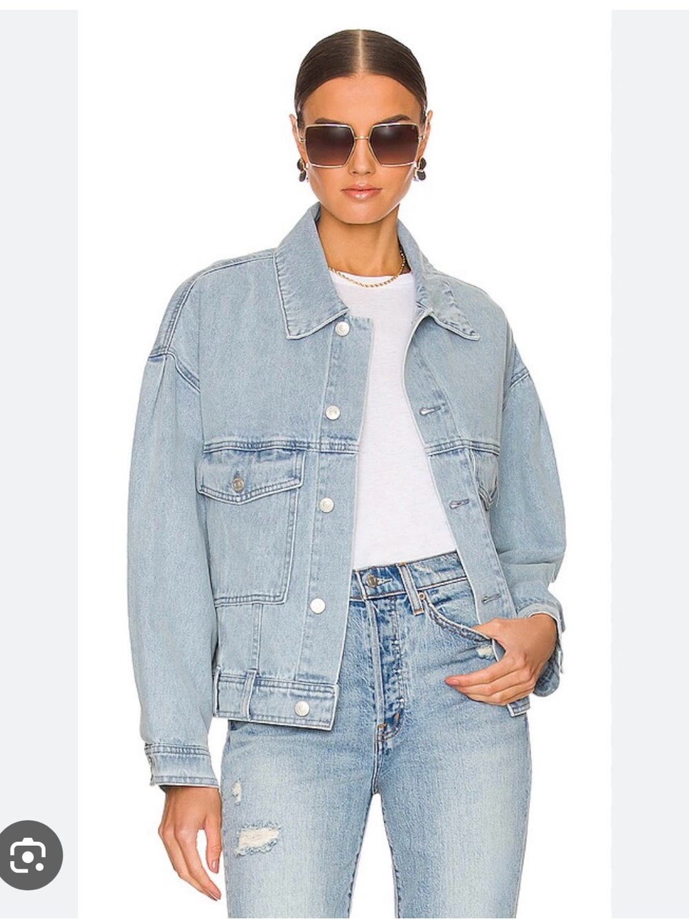 Ena Pelly Stella Denim Jacket in Mid Blue